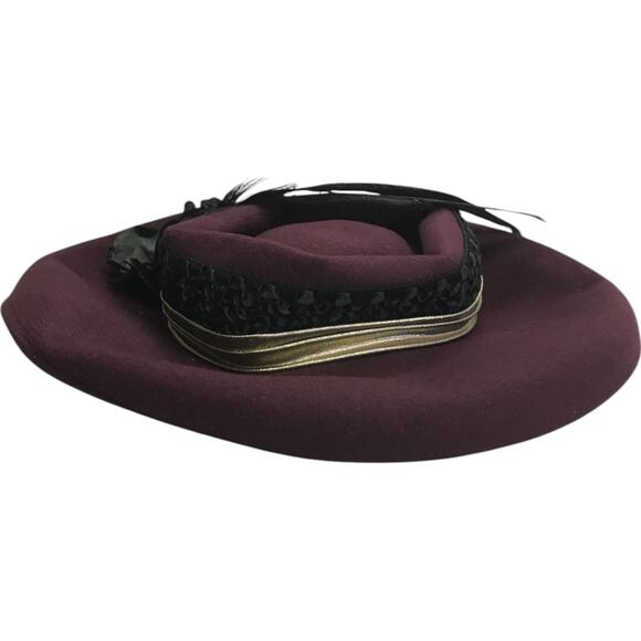 Vintage Joe Bill Miller Fashionable Hat Womens Purple Ruffled Flower Feathers main image 9